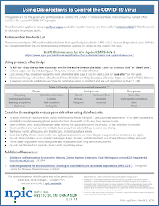 Using Disinfectants to Control COVID-19 fact sheet